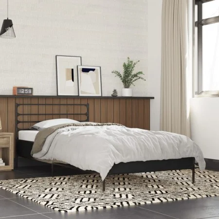 Estructura de cama madera de ingeniería y metal negra 75x190 cm de vidaXL, Camas y somieres - Ref: Foro24-845622, Precio: 65,...