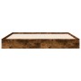 Smoked oak engineered wood bed frame 135x190cm by vidaXL, Beds and slatted bases - Ref: Foro24-842046, Price: 84,10 €, Discou...