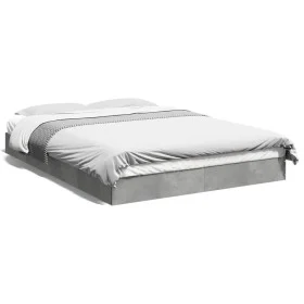 Concrete gray engineered wood bed frame 120x190cm by vidaXL, Beds and slatted bases - Ref: Foro24-842052, Price: 86,47 €, Dis...