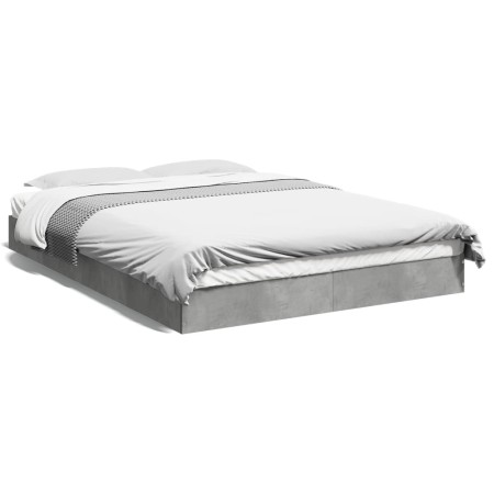 Concrete gray engineered wood bed frame 120x190cm by vidaXL, Beds and slatted bases - Ref: Foro24-842052, Price: 87,65 €, Dis...