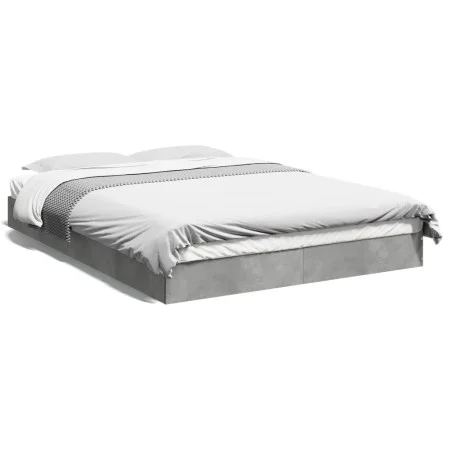Concrete gray engineered wood bed frame 120x190cm by vidaXL, Beds and slatted bases - Ref: Foro24-842052, Price: 86,47 €, Dis...