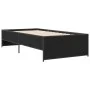 Engineered wood and black metal bed frame 100x200 cm by vidaXL, Beds and slatted bases - Ref: Foro24-845236, Price: 93,99 €, ...