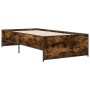 Estructura cama madera ingeniería metal roble ahumado 90x190 cm