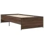 Engineered wood metal bed frame brown oak 75x190 cm by vidaXL, Beds and slatted bases - Ref: Foro24-845255, Price: 72,08 €, D...