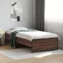 Estructura cama madera ingeniería metal roble marrón 75x190 cm de vidaXL, Camas y somieres - Ref: Foro24-845255, Precio: 72,0...