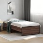 Estructura cama madera ingeniería metal roble marrón 75x190 cm de vidaXL, Camas y somieres - Ref: Foro24-845255, Precio: 72,7...
