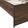 Engineered wood metal bed frame brown oak 75x190 cm by vidaXL, Beds and slatted bases - Ref: Foro24-845255, Price: 72,08 €, D...