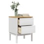 Mesita de noche FLORO madera maciza de pino blanco 45x39x57 cm de vidaXL, Mesitas de noche - Ref: Foro24-374003, Precio: 72,6...