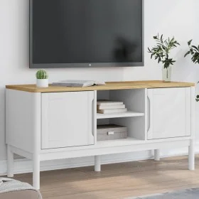 FLORO TV-Schrank aus massivem weißem Kiefernholz 114x43x55 cm von vidaXL, TV-Möbel - Ref: Foro24-374015, Preis: 126,01 €, Rab...