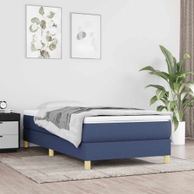 Estructura de cama sin colchón tela azul 80x200 cm