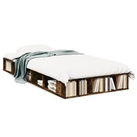 Smoke oak engineered wood bed frame 75x190 cm by vidaXL, Beds and slatted bases - Ref: Foro24-3280535, Price: 108,22 €, Disco...