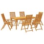 Juego de comedor para jardín 7 piezas madera maciza acacia
