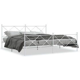 Estructura cama metal con cabecero y estribo blanco 200x200 cm