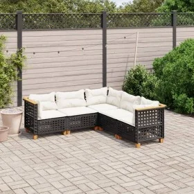 5-teiliges Gartenmöbel-Set und schwarze synthetische Rattankissen von vidaXL, Gartensets - Ref: Foro24-3261824, Preis: 414,41...