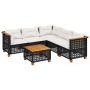 6-teiliges Gartensofa-Set und Kissen aus schwarzem Kunststoff-Rattan. von vidaXL, Gartensets - Ref: Foro24-3261830, Preis: 43...