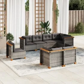 Gartensofa-Set, 8-teilig, mit grauen Kissen aus synthetischem Rattan. von vidaXL, Gartensets - Ref: Foro24-3261900, Preis: 60...