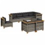 Set de sofás de jardín 8 pzas y cojines ratán sintético gris by vidaXL, Garden sets - Ref: Foro24-3261900, Price: 569,91 €, D...