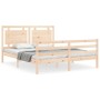 Double bed frame with solid wood headboard by vidaXL, Beds and slatted bases - Ref: Foro24-3194056, Price: 154,23 €, Discount: %