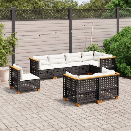 Set de sofás de jardín 8 piezas y cojines ratán sintético negro by vidaXL, Garden sets - Ref: Foro24-3261902, Price: 629,90 €...