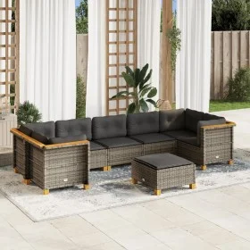 8-teiliges Gartensofa-Set und graue synthetische Rattankissen von vidaXL, Gartensets - Ref: Foro24-3261762, Preis: 648,22 €, ...