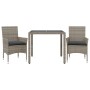 Set comedor jardín 3 pzas y cojines ratán sintético vidrio gris by vidaXL, Garden sets - Ref: Foro24-3278555, Price: 215,22 €...