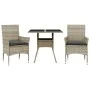 Set comedor jardín 3 pzas y cojines ratán PE vidrio gris claro de vidaXL, Conjuntos de jardín - Ref: Foro24-3278611, Precio: ...