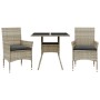 Set comedor jardín 3 pzas y cojines ratán PE vidrio gris claro by vidaXL, Garden sets - Ref: Foro24-3278611, Price: 196,48 €,...