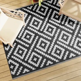 Schwarz-weißer PP-Außenteppich 160x230 cm von vidaXL, Outdoor-Protektoren - Ref: Foro24-368573, Preis: 38,74 €, Rabatt: %