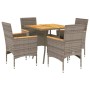 5-teiliges Garten-Esszimmer-Set mit grauen PE-Rattan-Akazienkissen. von vidaXL, Gartensets - Ref: Foro24-3278700, Preis: 334,...