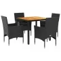 Set de comedor jardín 5 pzas con cojines ratán PE acacia negro by vidaXL, Garden sets - Ref: Foro24-3278670, Price: 359,10 €,...