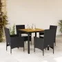 Set de comedor jardín 5 pzas con cojines ratán PE acacia negro by vidaXL, Garden sets - Ref: Foro24-3278664, Price: 361,45 €,...
