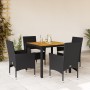 Set de comedor jardín 5 pzas con cojines ratán PE acacia negro by vidaXL, Garden sets - Ref: Foro24-3278664, Price: 350,40 €,...