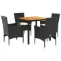 Set de comedor jardín 5 pzas con cojines ratán PE acacia negro by vidaXL, Garden sets - Ref: Foro24-3278664, Price: 361,45 €,...