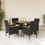 5-piece garden dining set with black acacia PE rattan cushions by vidaXL, Garden sets - Ref: Foro24-3278698, Price: 342,66 €,...
