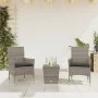 Table and chairs with cushions 3 pieces synthetic rattan gray glass by vidaXL, Garden sets - Ref: Foro24-3278742, Price: 175,...