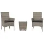 Table and chairs with cushions 3 pieces synthetic rattan gray glass by vidaXL, Garden sets - Ref: Foro24-3278742, Price: 175,...