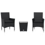 Table and chairs with cushions 3 pieces synthetic rattan black glass by vidaXL, Garden sets - Ref: Foro24-3278740, Price: 171...