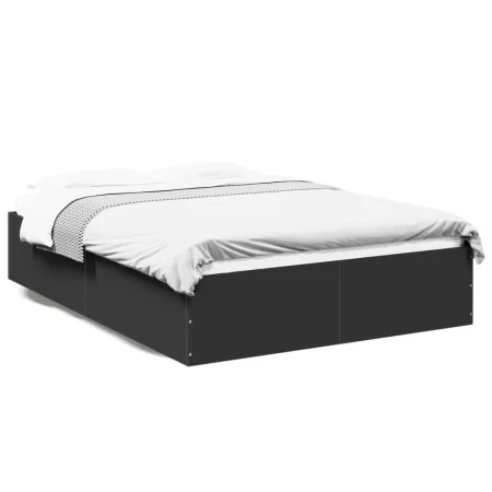 Black engineered wood bed frame 120x190 cm by vidaXL, Beds and slatted bases - Ref: Foro24-3281043, Price: 116,62 €, Discount: %