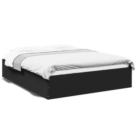 Black engineered wood bed frame 150x200 cm by vidaXL, Beds and slatted bases - Ref: Foro24-3281008, Price: 129,57 €, Discount: %
