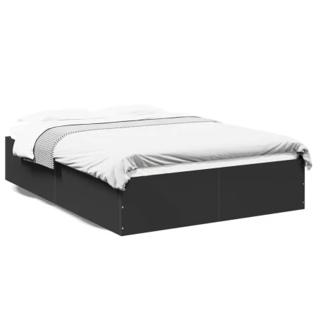 Black engineered wood bed frame 120x200 cm by vidaXL, Beds and slatted bases - Ref: Foro24-3281022, Price: 119,41 €, Discount: %