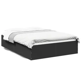 Black engineered wood bed frame 135x190 cm by vidaXL, Beds and slatted bases - Ref: Foro24-3281036, Price: 120,93 €, Discount: %