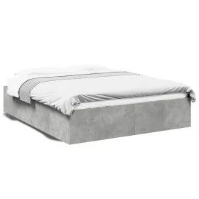 Concrete gray engineered wood bed frame 160x200cm by vidaXL, Beds and slatted bases - Ref: Foro24-3281003, Price: 130,80 €, D...