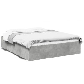 Estructura de cama madera de ingeniería gris hormigón 160x200cm de vidaXL, Camas y somieres - Ref: Foro24-3281003, Precio: 13...