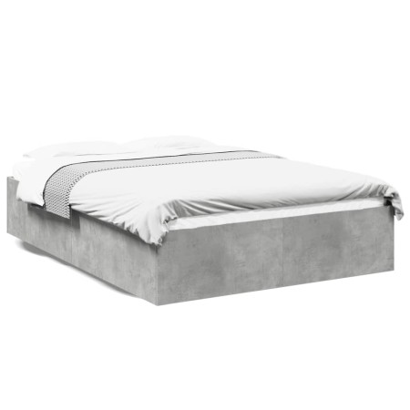 Concrete gray engineered wood bed frame 140x200cm by vidaXL, Beds and slatted bases - Ref: Foro24-3281017, Price: 127,10 €, D...