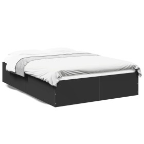 Estructura de cama madera de ingeniería negra 140x190 cm de vidaXL, Camas y somieres - Ref: Foro24-3281029, Precio: 124,00 €,...