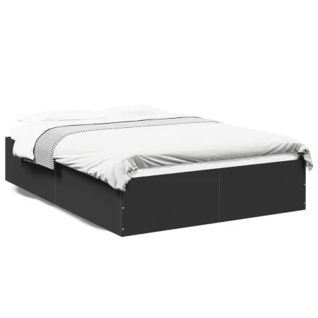 Black engineered wood bed frame 140x190 cm by vidaXL, Beds and slatted bases - Ref: Foro24-3281029, Price: 122,32 €, Discount: %