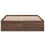 Estructura de cama madera de ingeniería marrón roble 135x190 cm de vidaXL, Camas y somieres - Ref: Foro24-3281041, Precio: 11...