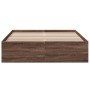 Oak brown engineered wood bed frame 135x190 cm by vidaXL, Beds and slatted bases - Ref: Foro24-3281041, Price: 120,53 €, Disc...
