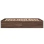 Estructura de cama madera de ingeniería marrón roble 135x190 cm de vidaXL, Camas y somieres - Ref: Foro24-3281041, Precio: 11...