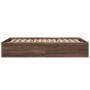 Oak brown engineered wood bed frame 135x190 cm by vidaXL, Beds and slatted bases - Ref: Foro24-3281041, Price: 120,53 €, Disc...
